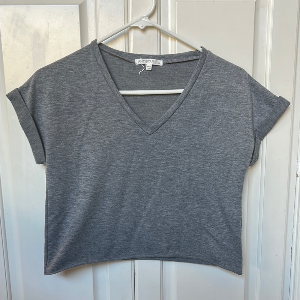 Women's Gray V-Neck Top